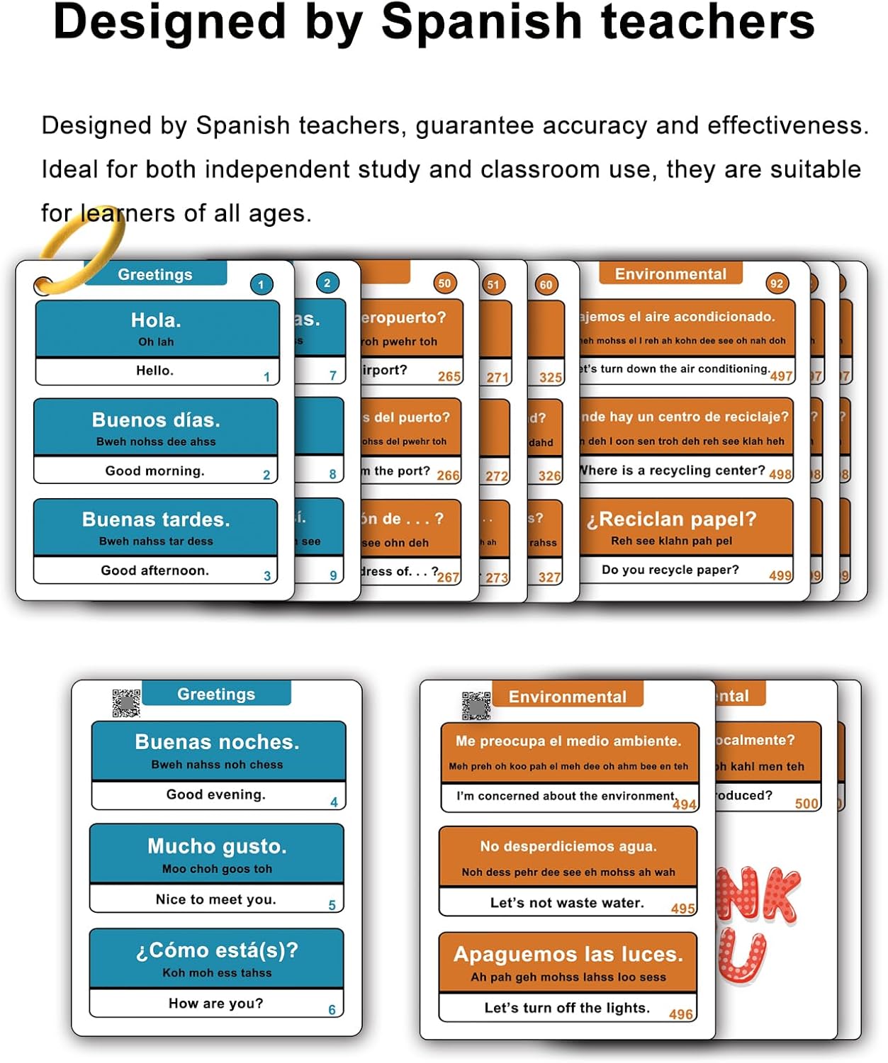 500 Common Spanish Phrases Flash Cards