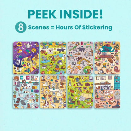 Animals Habitat 500+ Kids Sticker Book by Cupkin Toddler Airplane Travel Activity Coloring and Sticker Book, Road Trip Essentials, 12 Coloring Pages + 12 Scenes for Ages 2–8 Years - Colors B