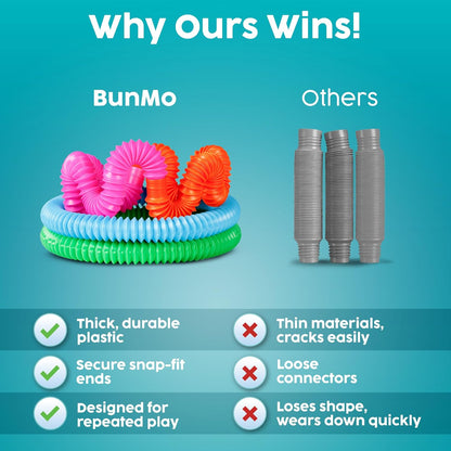 BUNMO Pop Tubes - Sensory Toys - Toddler Toys - Imaginative Play & Stimulating Creative Learning - Hours of Fun for Kids - Tons of Ways to Play - Non-Mouthable Toy 3+ - 6 Pack Medium