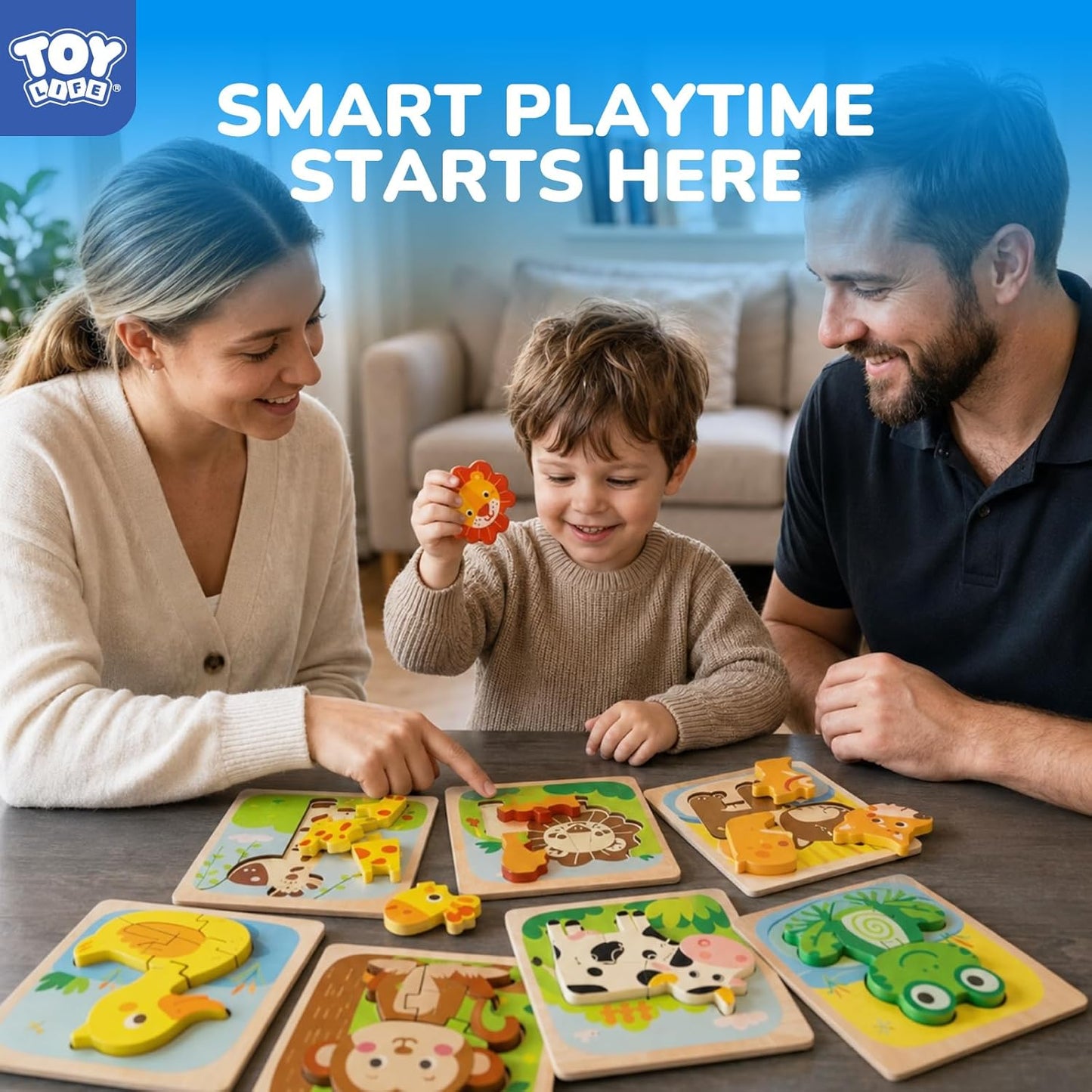 TOY Life Wooden Puzzles for Toddlers 2-4, Montessori Toys for 1 2 3 Year Old Boys Girls, Animals Puzzles Educational Learning Toys 2 Year Old, Toddler Birthday Gifts Toy for Baby Girl Boy 6M+