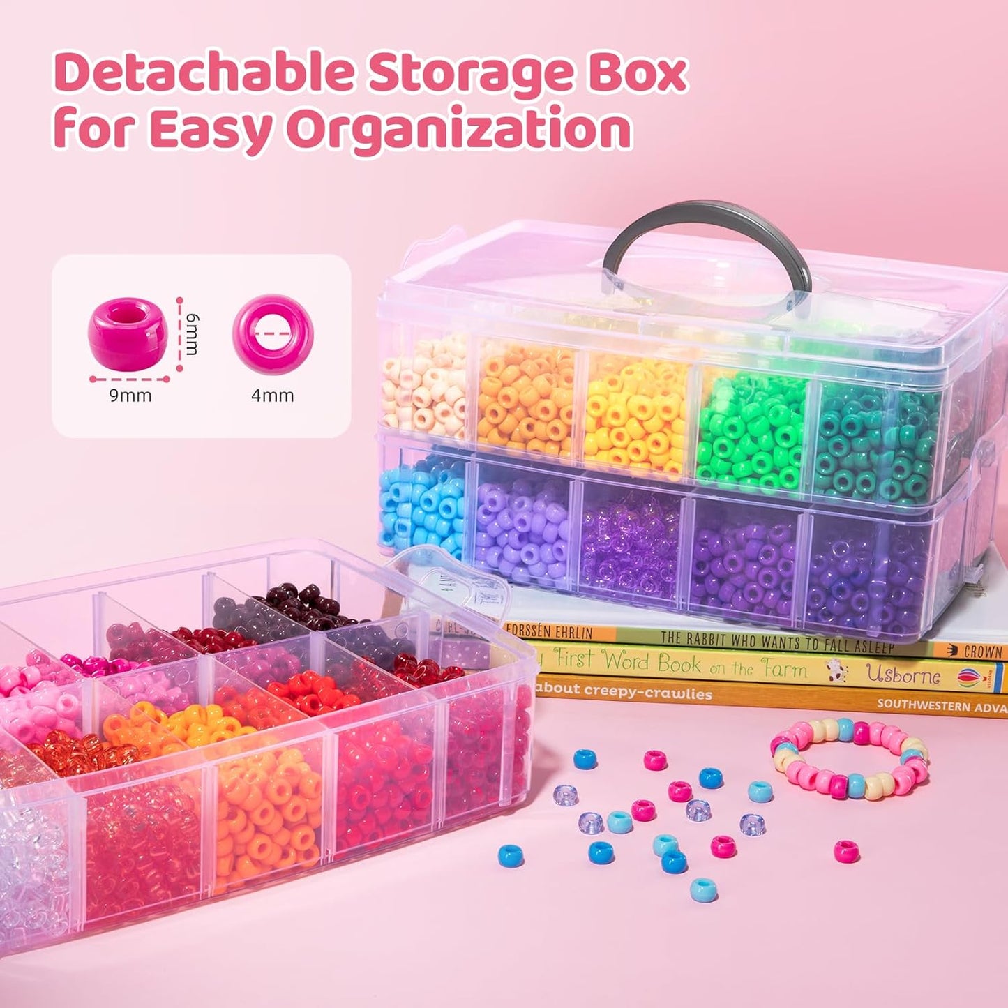 Umikk 10,000 Pcs Pony Beads, 30 Assorted Colored Beads for Bracelets Making Hair Braiding Kandi Friendship Bracelet Bead for Craft Jewelry Making Christmas Gifts (5.73LB, Boxed)