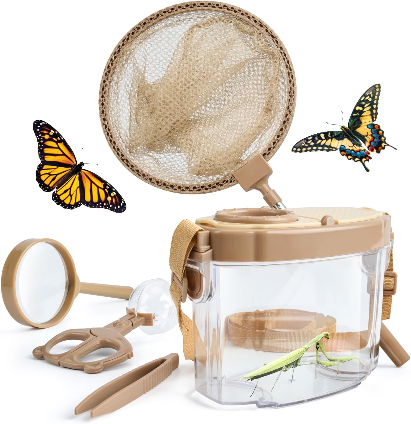 Montessori Mama Kids' Bug Catching Kit - Complete Insect Exploration Set with Habitat, Extendable Net, Magnifying Tools & Carry Strap - Educational Outdoor Adventure Gift