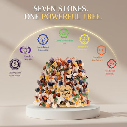 ANAYA AGATE 7 Chakra Healing Crystal Tree of Life Kit, Bracelet, Pendant, Necklace, Feng Shui Money Bonsai Tree, Positive Energy for Women, Mom, Sister and Housewarming Decoration