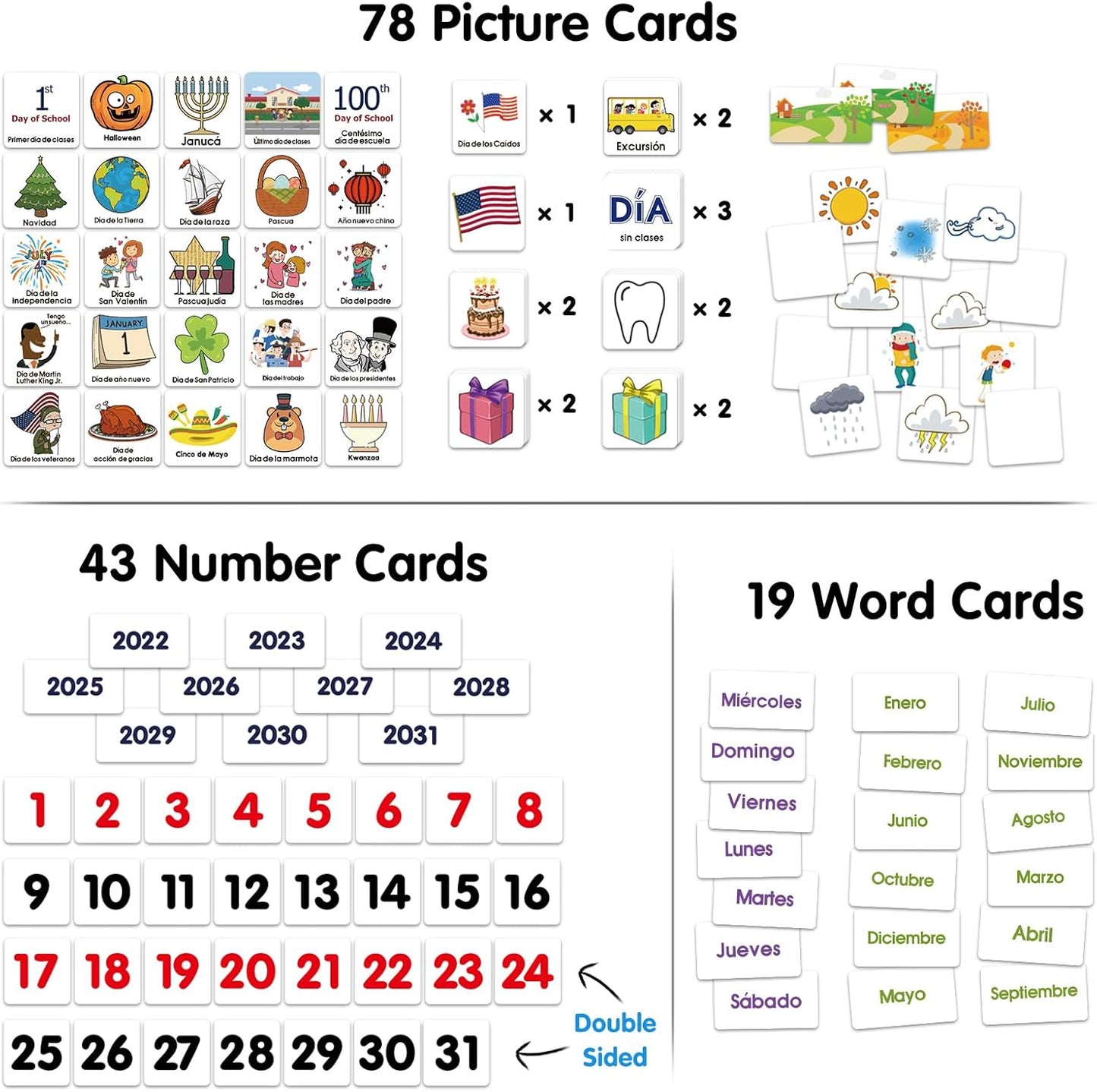 Godery Calendar and Weather Pocket Chart, Classroom Organized Chart, 149 Pieces