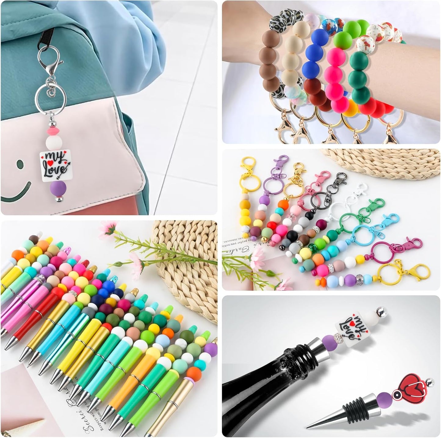 65Pcs 19mm Silicone Beads for Keychain Making Bracelet Necklace, Bulk Round Silicone Beads for Pens（Christmas Green） - Colors B