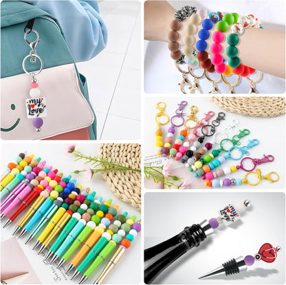 65Pcs 19mm Silicone Beads for Keychain Making Bracelet Necklace, Bulk Round Silicone Beads for Pens（Christmas Green） - Colors B