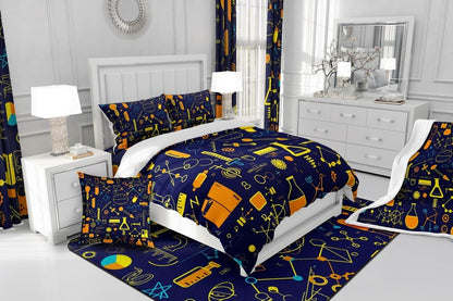 Erosebridal Chemistry Bedding Set Chemical Equation Comforter Cover for Kids Boys,Science Students Duvet Cover Test Tube Microscope Chemical Equipment Bed Set Full,Science Educational Dorm Room Decor