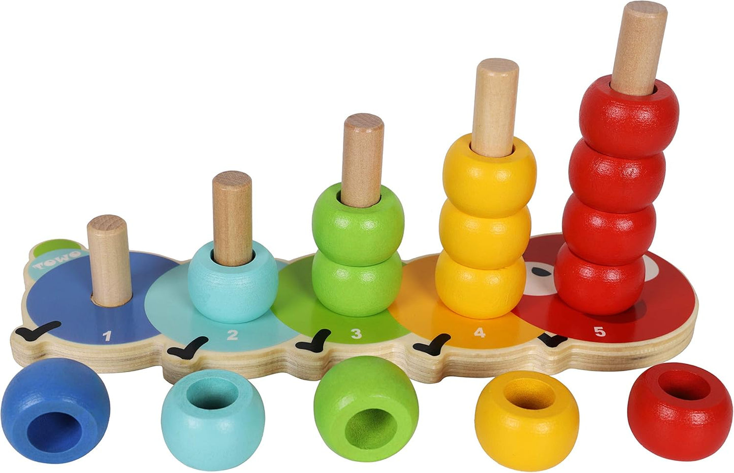 TOWO Wooden Stacking Rings and Counting Games with 45 Rings Number Blocks- Counting Ring Stacker-Wooden Sorting Counting Toy for 3 Years Old Kids Maths Learning Montessori Materials