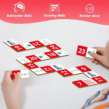 Kasfalci Multiplication Dominoes Set,Math Manipulatives Games for Kids,Counting Toy,Learning Games,Preschool Learning Activities,Homeschool Supplies,Kindergarten Classroom Must Haves,1st 2nd 3rd Grade