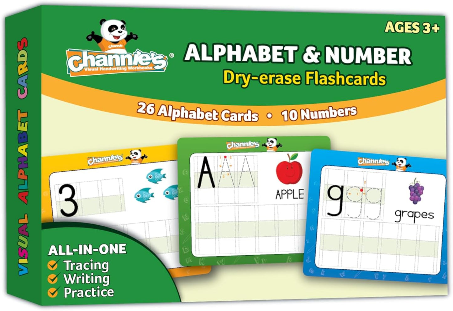 Channie’s Dry Erase Flashcards & Marker Set – Reusable Alphabet & Number Writing Practice Kit for Kids – Homeschool & Classroom Handwriting Resource