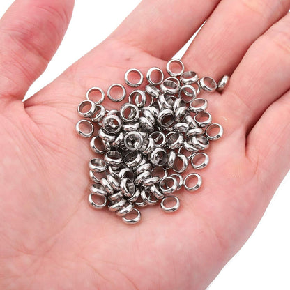 BEADIA Stainless Steel Spacer Beads 3x2.5mm Round Loose Charm Caps Beads for DIY Jewelry Making 100pcs with 1mm Hole