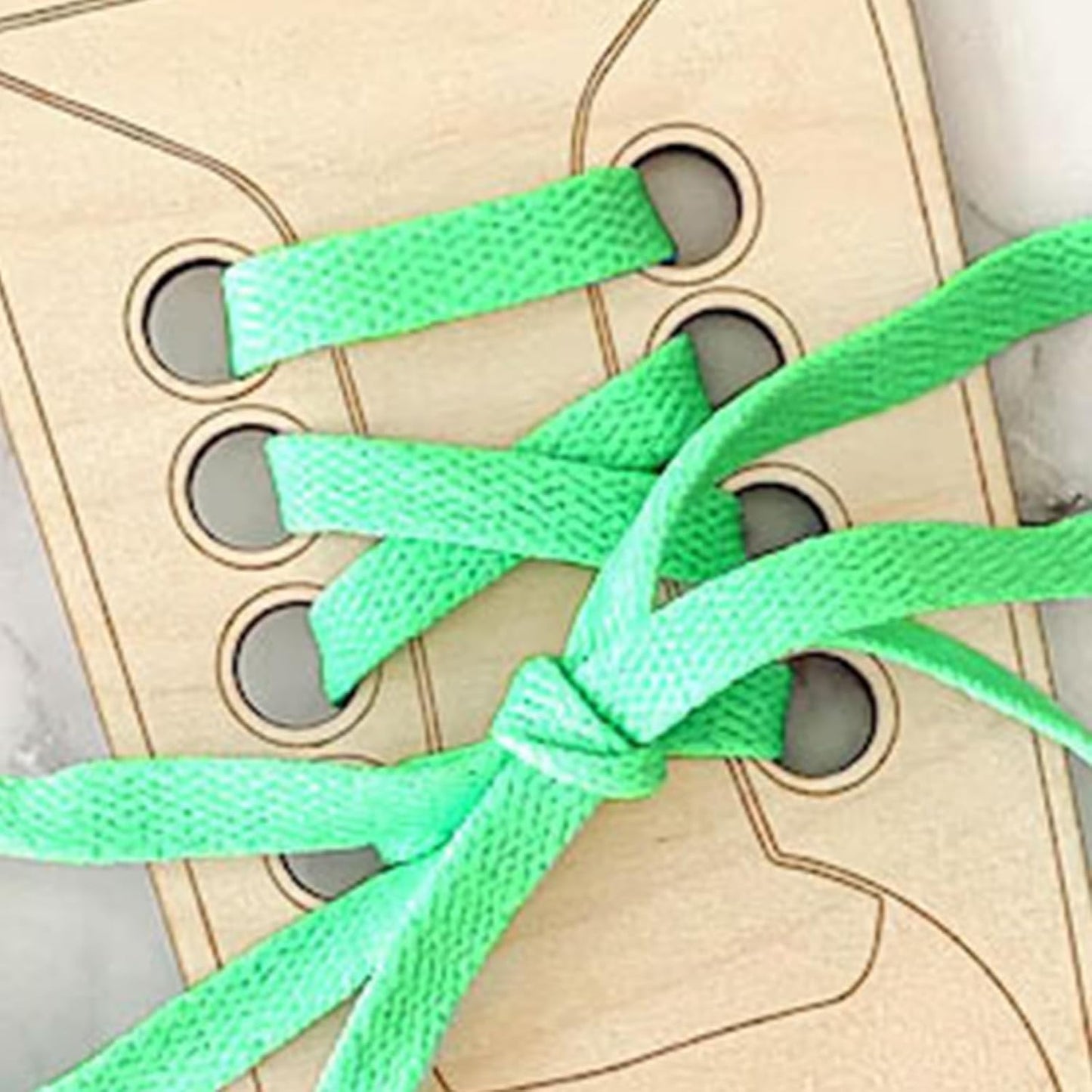 Portable Wooden Lacing Shoe Toy with Colorful Shoelace Tying Practice Board for Parent Skill Development Wooden