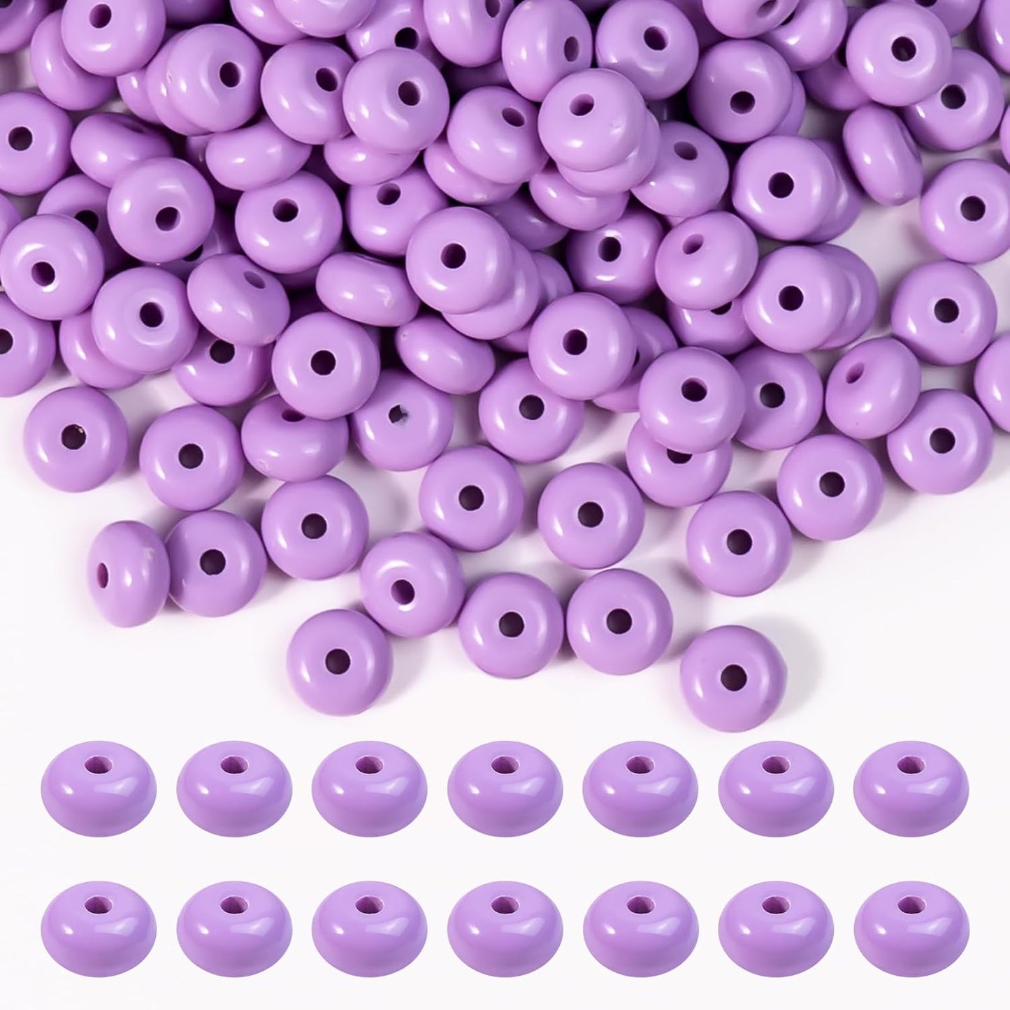 500PCS 8mm Acrylic Lentil Beads, White Abacus Beads Loose Beads for Crafts, Acrylic Spacer Beads for Jewelry Bracelet Necklace Making, Beads for Pens Charms Crafts, Small