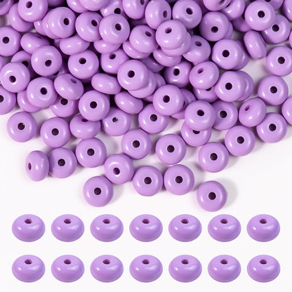 500PCS 8mm Acrylic Lentil Beads, White Abacus Beads Loose Beads for Crafts, Acrylic Spacer Beads for Jewelry Bracelet Necklace Making, Beads for Pens Charms Crafts, Small