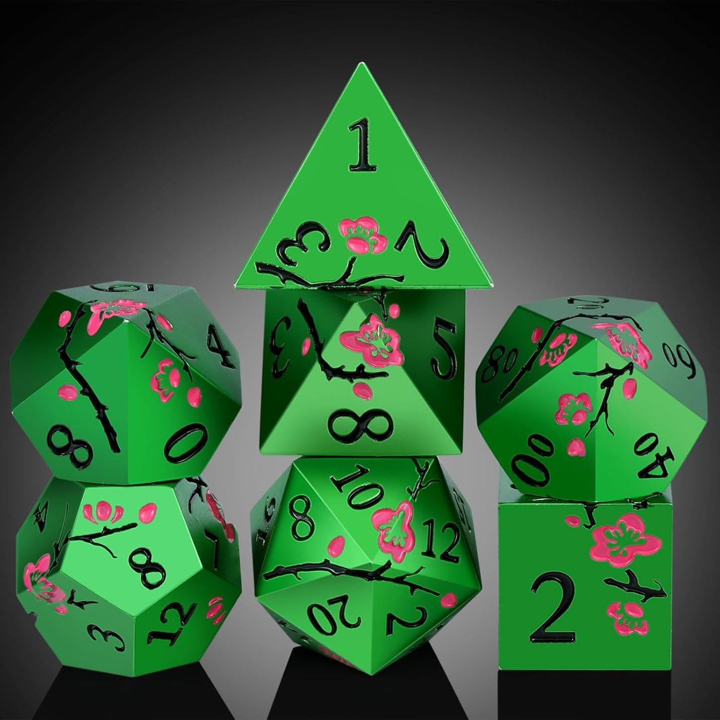 DnDnD Heavy Polyhedral Metal Dice Set with Metal Box, 7-die Shiny Blue Surface with Golden Number for RPG,Dungeons and Dragons,Pathfinder,Shadowrun,D&D,Role Palying Game and Math Teaching - Colors B