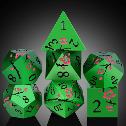 DnDnD Heavy Polyhedral Metal Dice Set with Metal Box, 7-die Shiny Blue Surface with Golden Number for RPG,Dungeons and Dragons,Pathfinder,Shadowrun,D&D,Role Palying Game and Math Teaching - Colors B