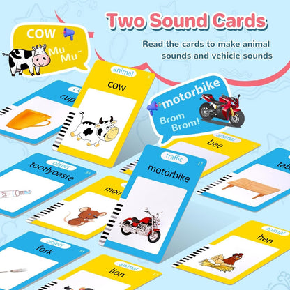 Spanish & English Talking Flash Cards for Toddler, Bilingual Flash Cards Learning Montessori Toys with 224 Sight Words, Speech Therapy Toys for Children Sensory Preschool Education