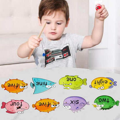 Magnetic Fishing Game Large Size Fish Cards Sight Word Games Educational Toys for Kids Kindergarten Montessori Fine Motor Skills Toys