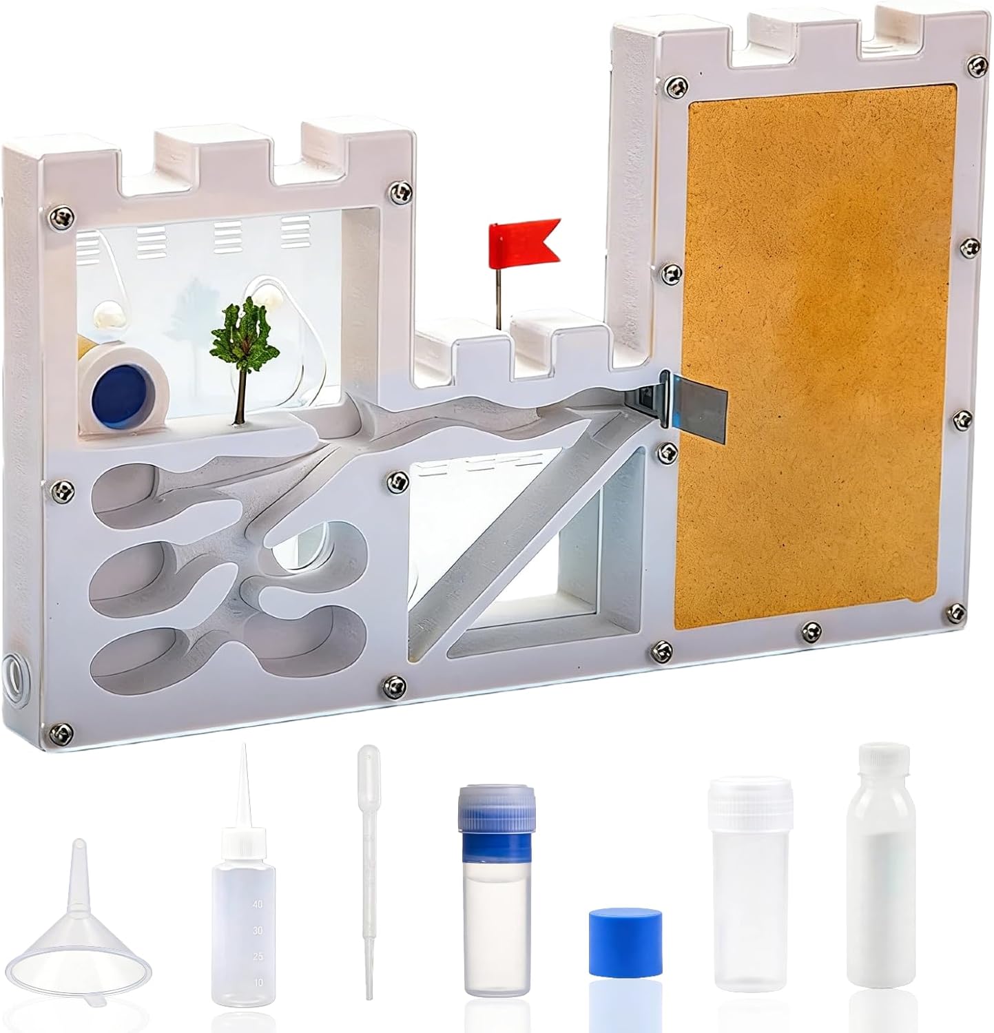 Ant Farming Castle - Ant Habitat Science Learning Kit with Yellow Sand and Tool, Large Viewing Area Ant Colony Observation Kit Educational Science Gifts for Boys, Girls