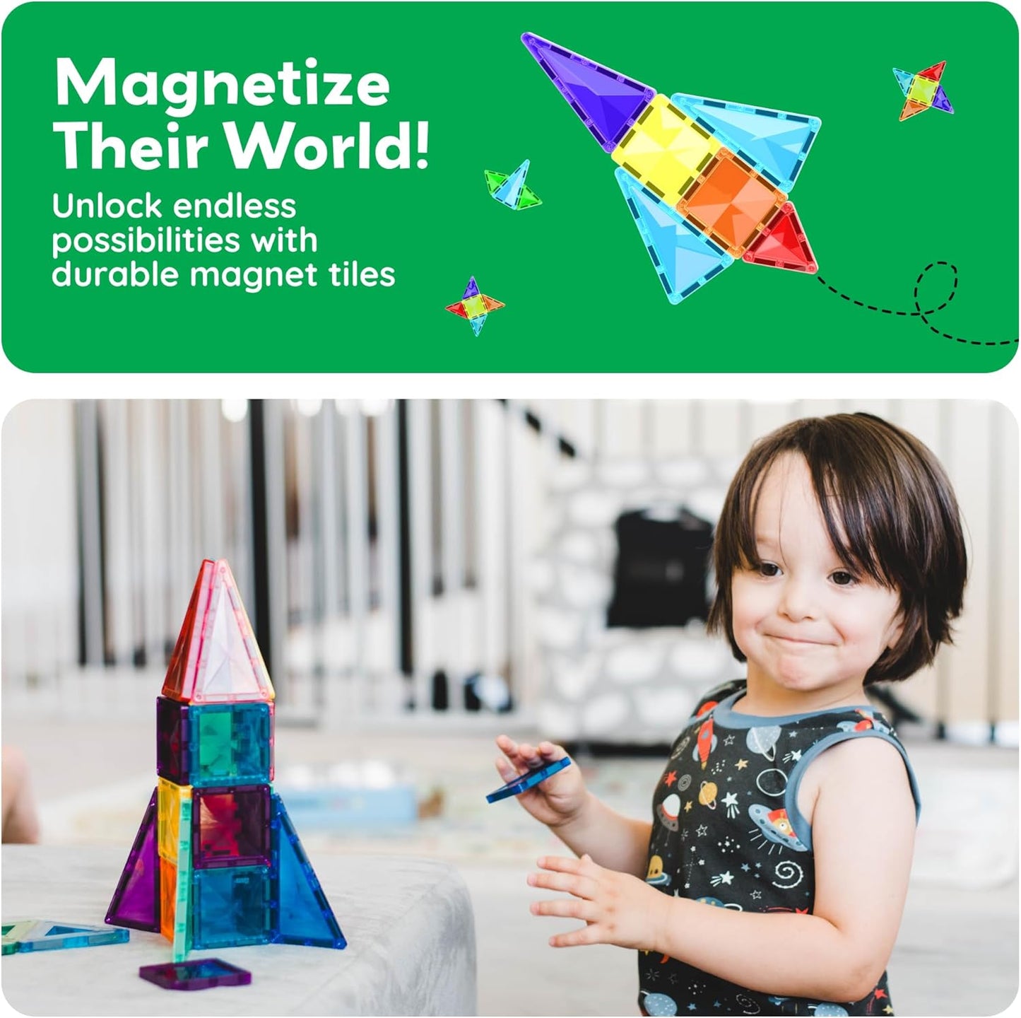 PicassoTiles Magnetic Building Block Set Geometry Shape Magnet Tiles Construction Toy STEM Learning Kit Educational Playset Playboard Pretend Play Stacking Blocks Child Brain Development PT16