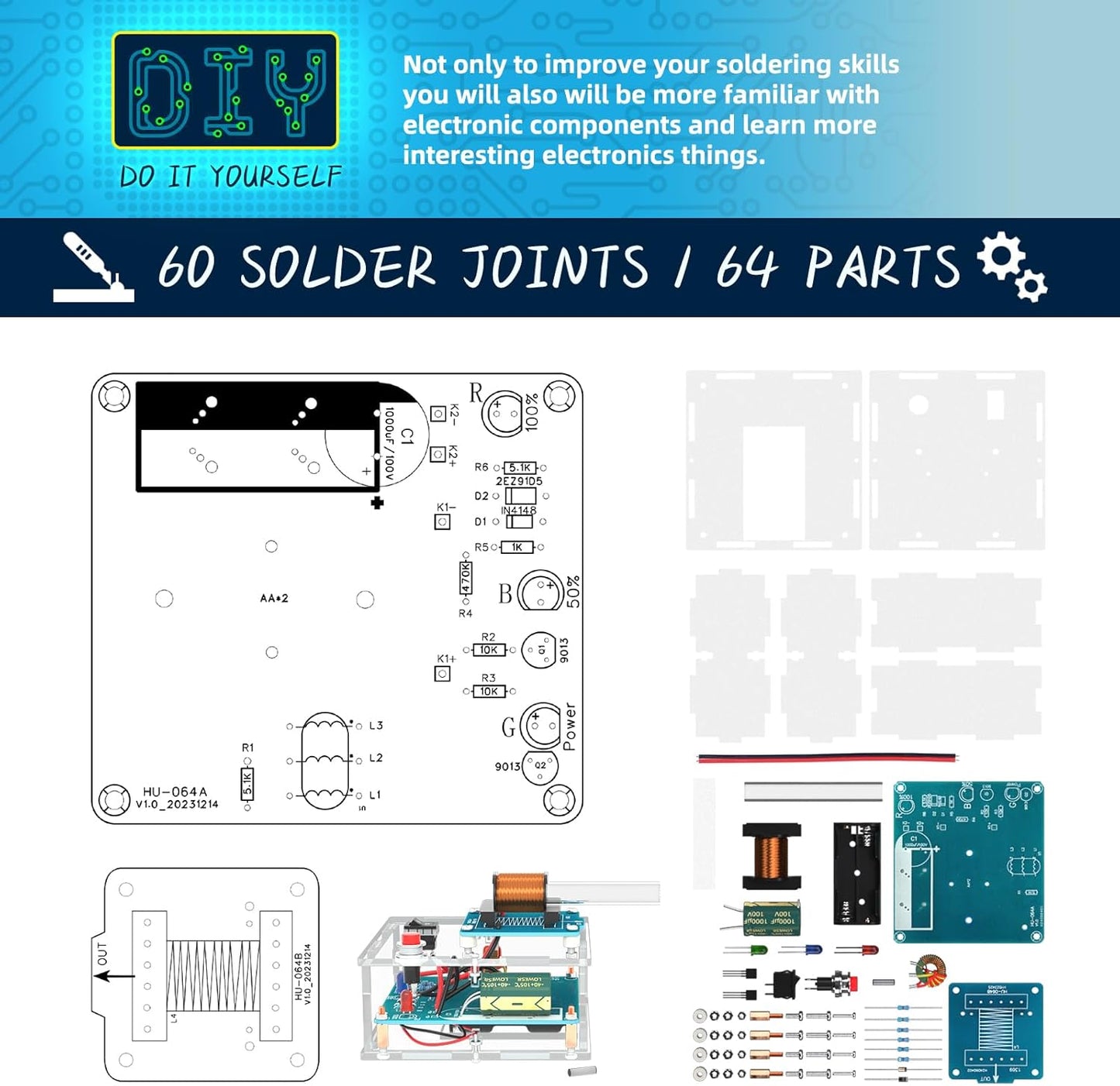 Electric Magnetic Transmitter Kit, Soldering Projects Mini DIY Shooting Game DIY Electric Magnetic Transmitter Kit for Learning Teaching STEM Education Ideal Gift for Family and Friends