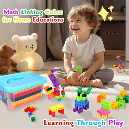 300 Pcs Linking Cubes for Kids - Counting Blocks with Storage Boxes, Connecting Cubes Math Manipulatives for Preschool & Elementary Aged Kids