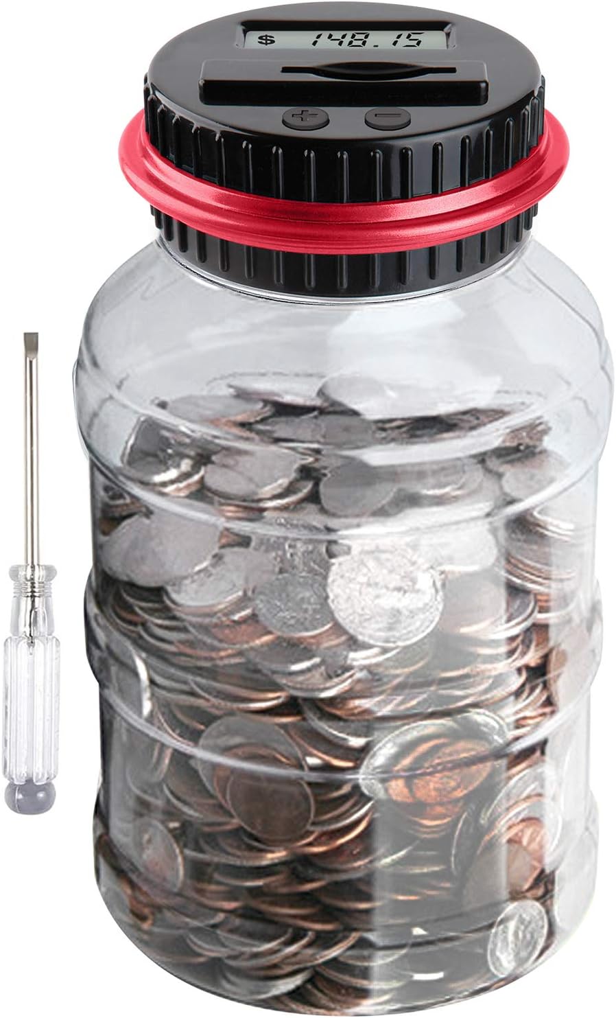Large Piggy Bank for Adults Kids, Vcertcpl Digital Coin Counting Bank with 1.8L Capacity, Great Coin Bank Money Jar for Adults Kids with Saving Goals, Bank for All US Coins (Green B)