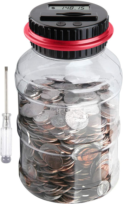 Large Piggy Bank for Adults Kids, Vcertcpl Digital Coin Counting Bank with 1.8L Capacity, Great Coin Bank Money Jar for Adults Kids with Saving Goals, Bank for All US Coins (Green B)
