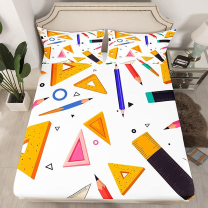 Chemistry Bed Sheets for Kids Teens Girls Boys,Chemical Experiment Fitted Sheet Twin,Science Themed Sheets for Math Lovers,Chemistry Lab Bedding Set,White and Black