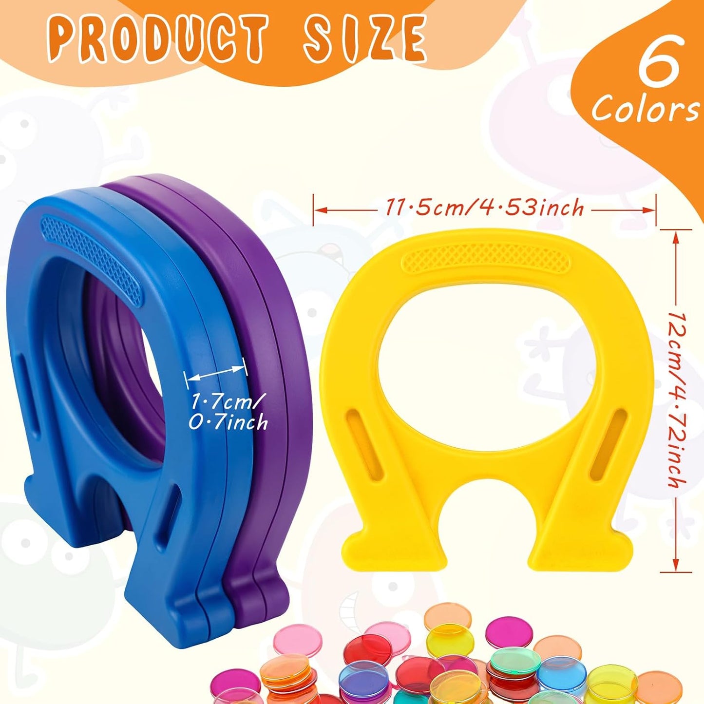 Kanayu 6 Pcs Horseshoe Magnet Toys U Shaped Magnet Movers Science Activity Exercise Student's Hands Ability Experiment Classroom Learning Toy Great Gift Idea for Girls Boys Adults, 6 Colors