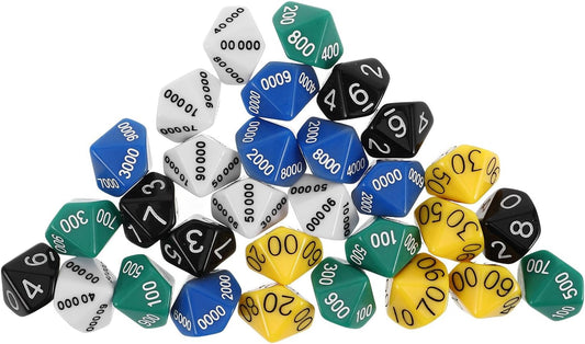Outanaya 30pcs Place Value Dice Multi-Colored Portable Board Game Accessories for Party Entertainment Educational Use with Multi-Sided Dice for Family Fun and Tabletop Games