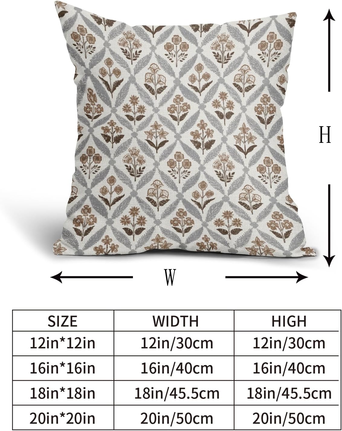 Blue Green Floral Block Print Pillow Covers 12X20 Set of 2, Flower Pattern Spring Summer Print Decorative Throw Pillow Covers Outdoor Farmhouse Seasonal Cushion Case Couch Sofa Bed Decor