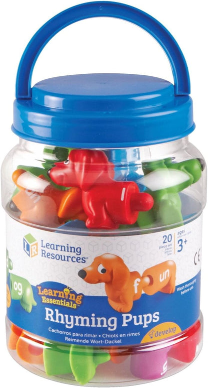 Learning Resources Snap-N-Learn Rhyming Pups Toy - Phonics, Letter Game, Toddler Color Recognition, Montessori Preschool Activities, Matching Set, Fine Motor Skills, Gifts for Boys and Girls