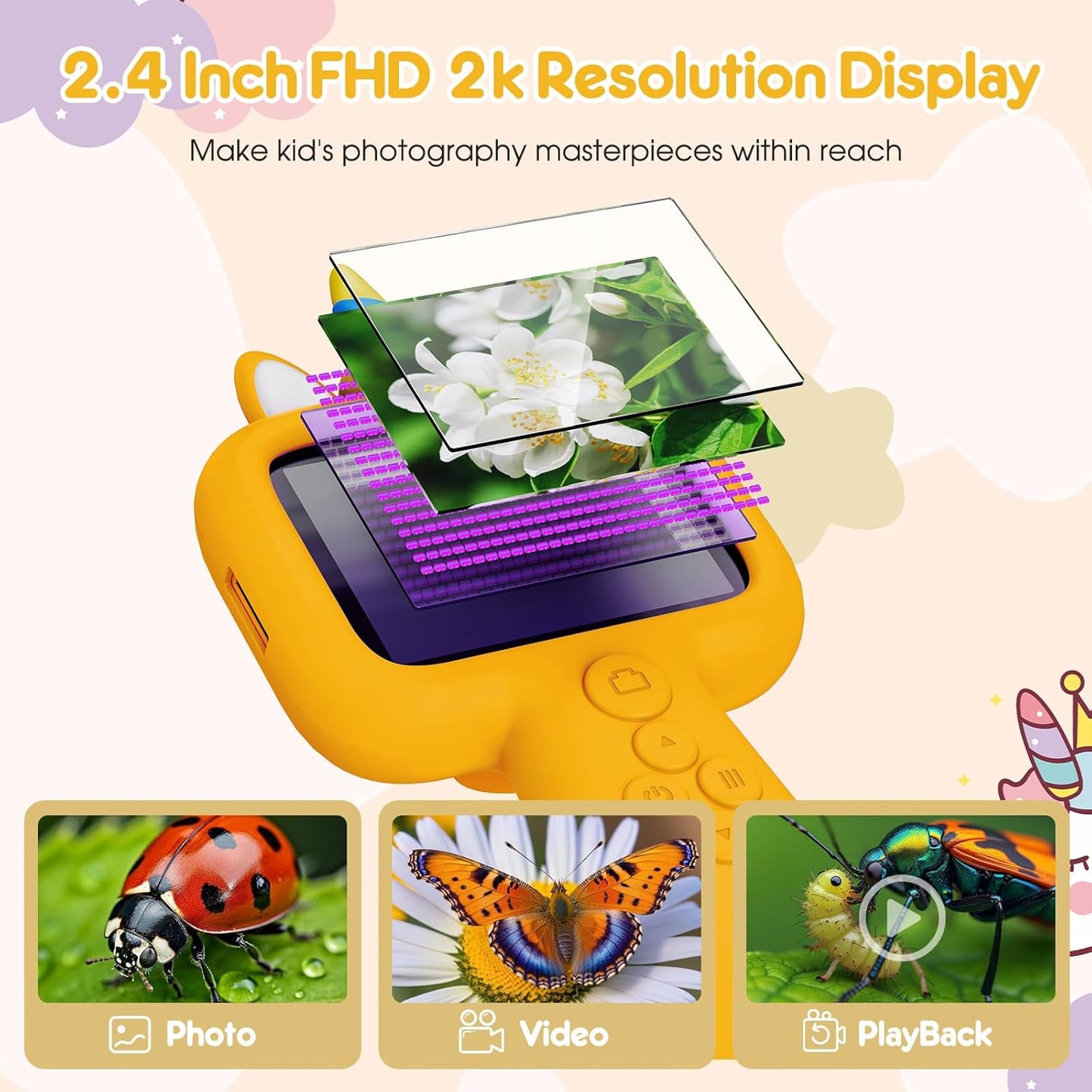 Magnify 2.4" Microscope for Kids, 600X-4800X Handheld Digital Miniscope, Portable Pocket Magnification Microscope Photo & Video | Education Toys for Age 3 4 5 6 7 8 9 10 Girls Boys