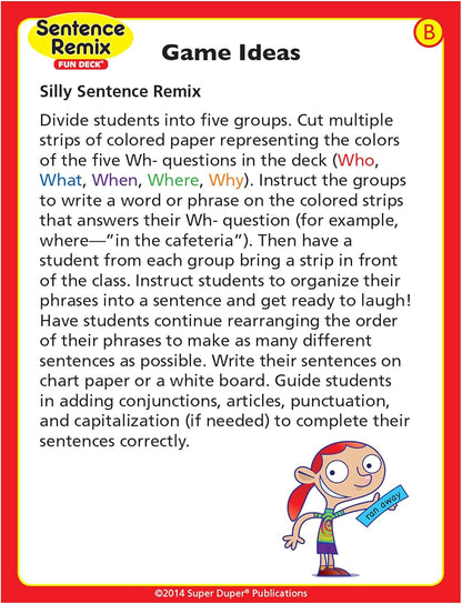 Super Duper Publications | Sentence Remix Fun Deck Reading Comprehension Flash Cards | Educational Learning Resource for Children