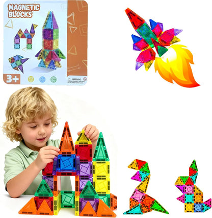26-Piece Valentines Day Gifts for Kids Strong Magnetic Tiles Building Set – Durable,Vibrant Colors, STEM Toys for Kids 3+, Creative Learning, Compatible with All Major Magnetic Blocks