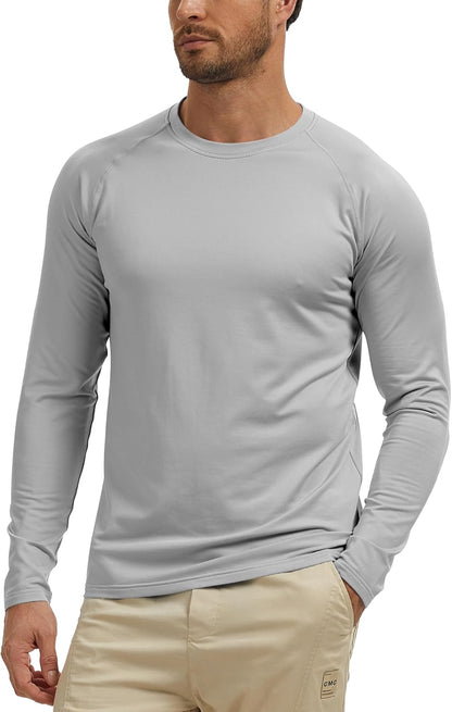 Men's Thermal Shirts Long Sleeve Fleece Lined Crew Neck Base Layer Athletic Workout Tops