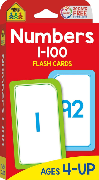 School Zone Get Ready Flash Cards Alphabet & Numbers 1-100 2-Pack: 112 Cards, Preschool & Kindergarten Learning, ABC Letters, Phonics, Counting, Early Math Skills, Ages 3–6