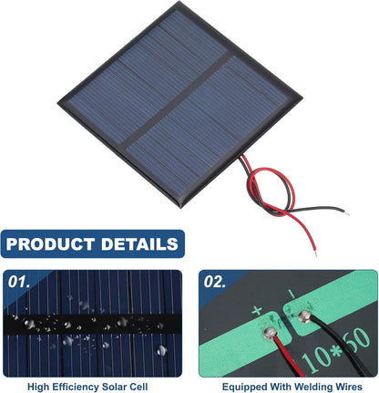 MECCANIXITY 2 Pcs 5.5V 0.44W 70mA Mini Solar Panels, Small Polycrystalline Solar Cell Panel with 2 Cable for DIY Electric Toy Materials Kits Charger, 60mm x 60mm