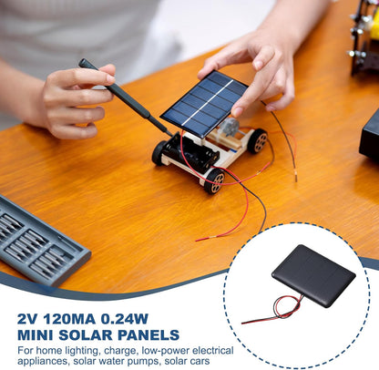 MECCANIXITY 2 Pcs 5.5V 0.44W 70mA Mini Solar Panels, Small Polycrystalline Solar Cell Panel with 2 Cable for DIY Electric Toy Materials Kits Charger, 60mm x 60mm