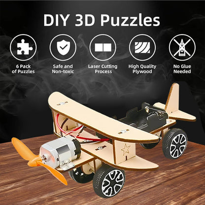 STEM Toys for Kids 8-14, 6-in-1 Wooden Model Car Building Kits with Solar Helicopter & Wind Car - Engineering Kits for Boys & Girls Birthday Gifts