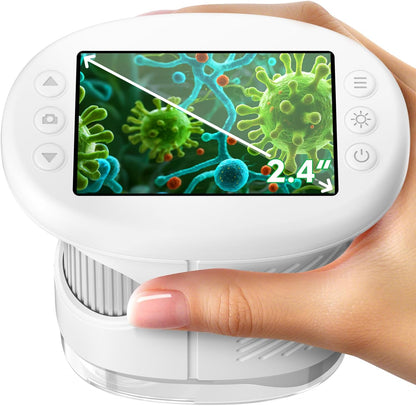 Odatay 4K 1000X Digital Microscope for Kids with Long Distance Viewing & 2.4" Screen, Portable Handheld Edu Toys for Kids Age 3-12 Exploring Bugs Plants at Home Classroom & Outdoor Travel, Yellow