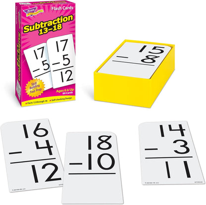 Trend Enterprises: Subtraction 13-18 Skill Drill Flash Cards, Exciting Way for Everyone to Learn, Self-Checking Design, Great for Skill Building and Test Prep, 99 Cards Included, Ages 6 and Up