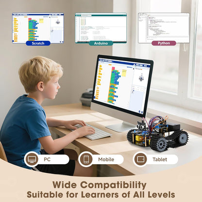 Robotics for Kids Ages 8-12, ACEBOTT Smart Robot Arm Car Kit with 5DOF, STEM Toys for Boys Age 8-12 12-16+, ESP32 Arduino/Python/Blockly Coding, App & Remote Control, STEM DIY Gift for Teens & Adults