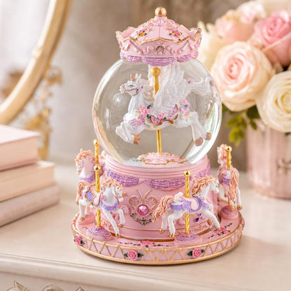 Magical Unicorn Snow Globe with “Somewhere Over the Rainbow” Music, Rotating Carousel Music Box, LED Lights & Glitter Snow, Perfect Birthday, Xmas, Valentine’s Gift, for Girls, Kids & Unicorn Lovers