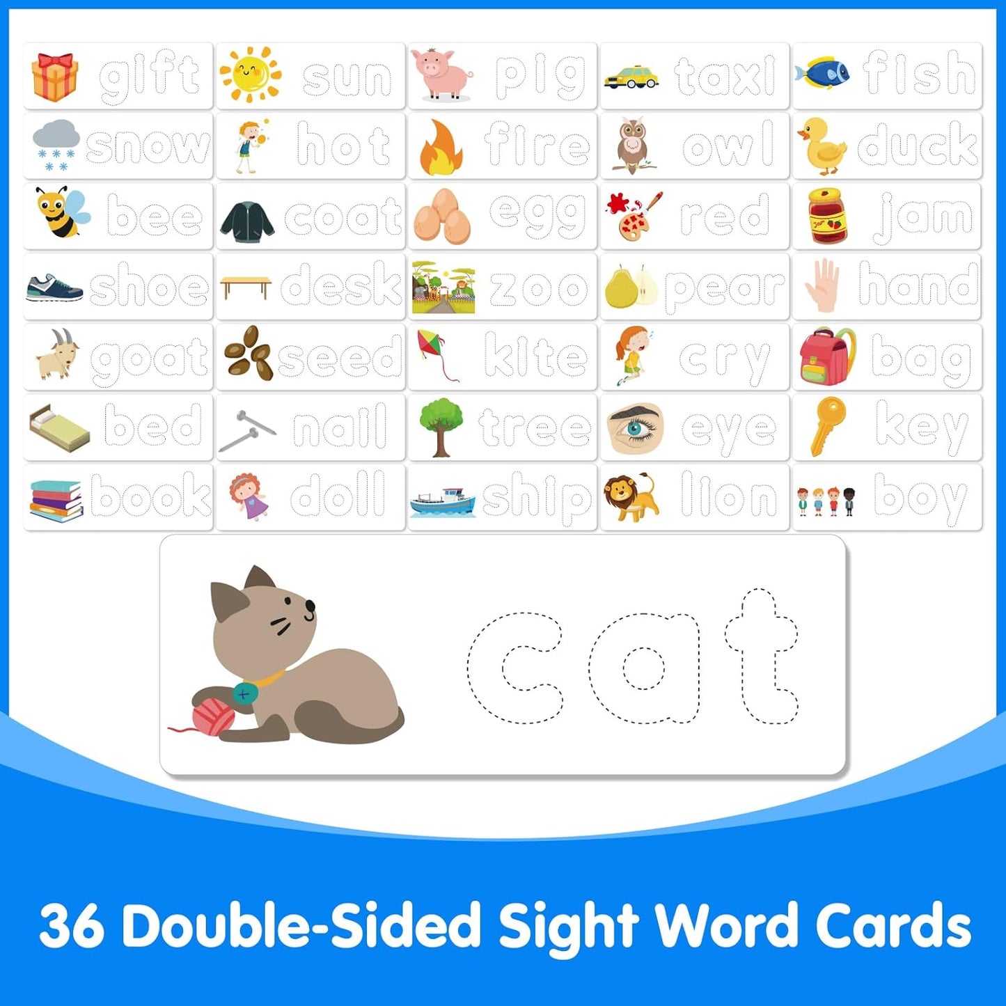 Magnetic Tray with 95 Magnetic Letters & 36 Alphabet Flash Cards – Kids Dry Erase Board, Magnetic Board for Kids & Classroom Learning Tool (Cyan)