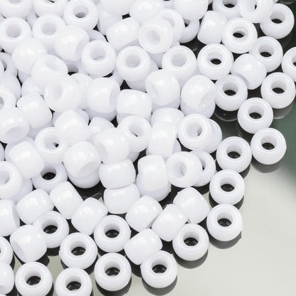 Gxueshan 1000 Pcs Acrylic Black Pony Beads 6x9mm Large Hole Pen Hair Kandi Beads Bulk for Friendship Bracelet Necklace Jewelry Making Earring Braiding Kit
