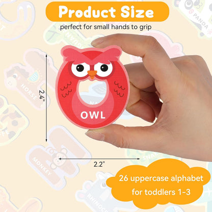 Magnetic Letters, 26 Animal Alphabet Magnets, Fun Preschool Learning Toy, Large Fridge Magnets for Spelling Games, Ideal Educational Gift for Toddlers (Uppercase Letter)