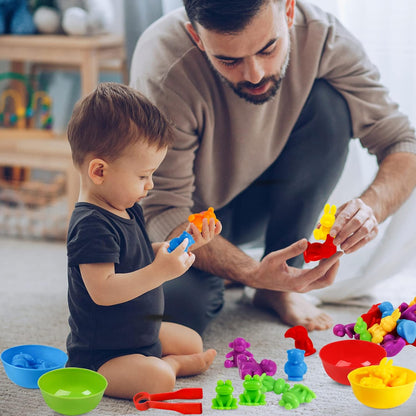 RAEQKS Counting Sorting Toys Matching Stacking Toys with Bowls Preschool Learning Activities Educational Sensory Game Montessori STEM Toy Daycare Sets Animals Gifts for Toddlers Kids Boys Girls