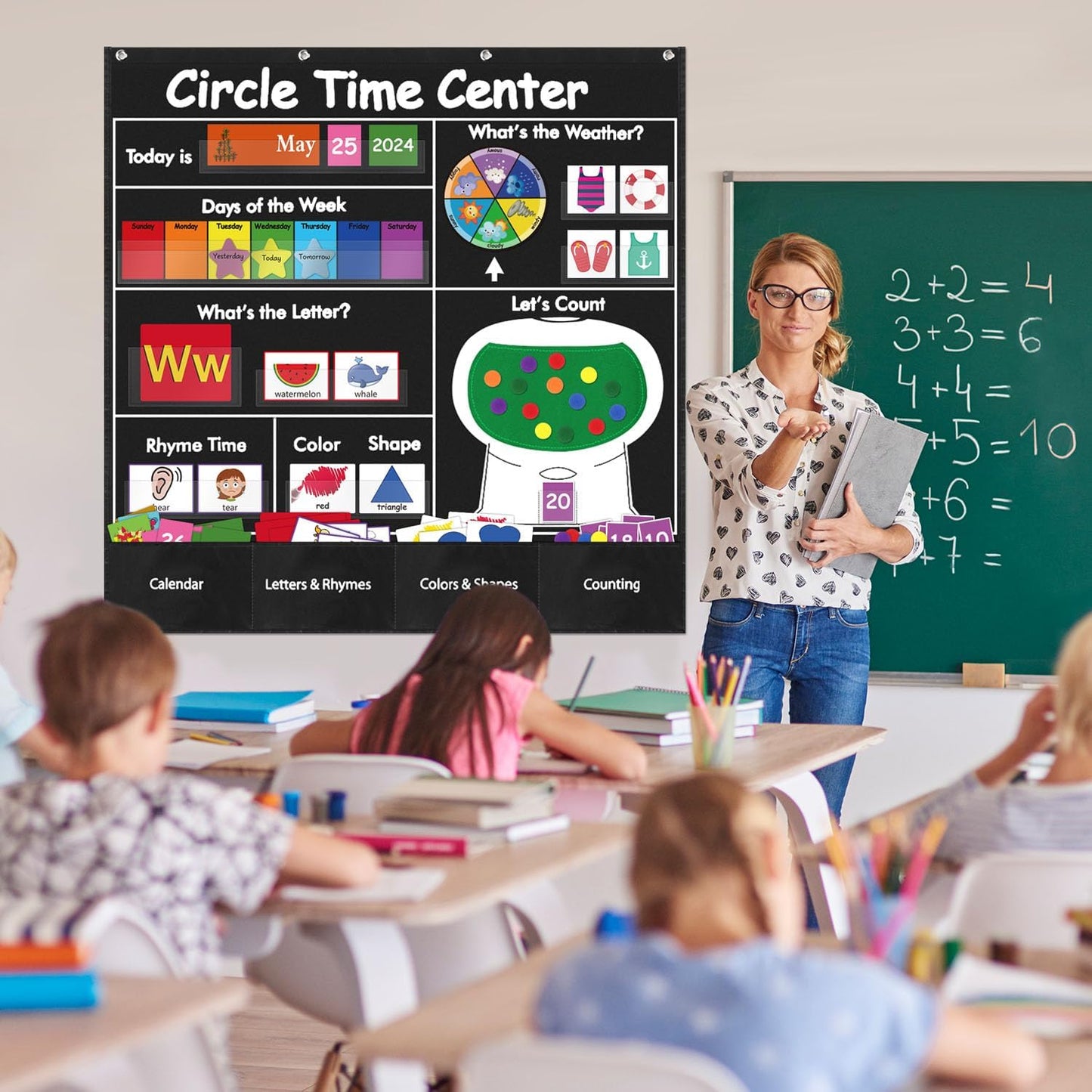 Visible Learning Classroom Pocket Chart - Reusable Dry Erase Learning Goals Board, Motivational Incentive Chart for Learning Goals, Behavior Tracking & Centers Rotation, Homeschool(Black)